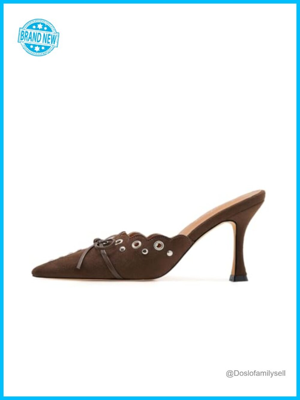 Suede Kitten Heel Mules with Bow Tie and Studs for Women